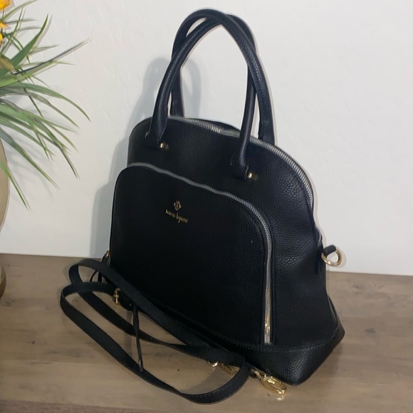 Nanette Lepore Black Pebbled Leather Dome Satchel EUC - Picture 5 of 15